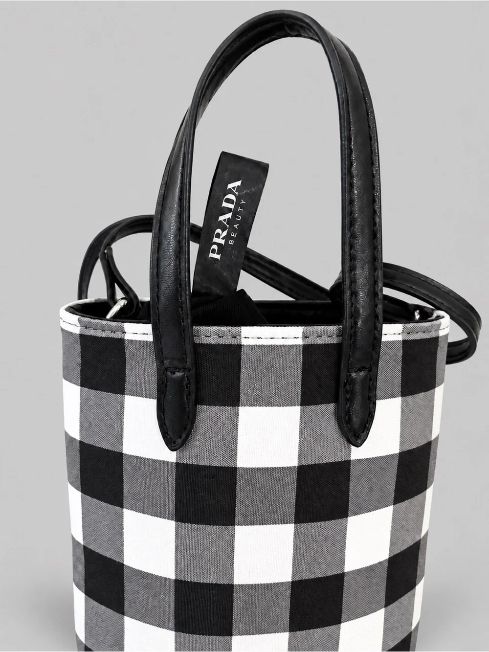 Prada Beauty Black & White Gingham Small Crossbody Top Handle Bag GWP New RARE